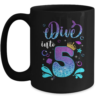 Dive Into 5 Birthday Decorations Girl 5th Birthday Mermaid Mug | teecentury