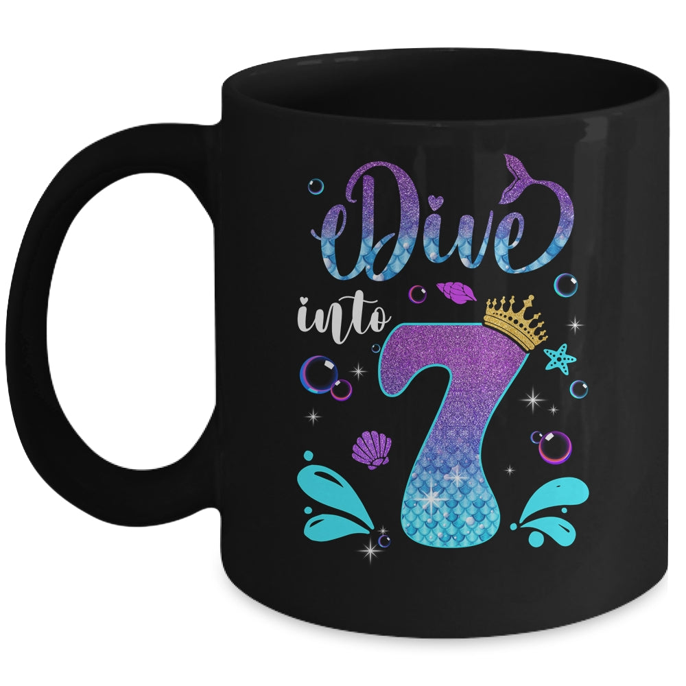 Dive Into 7 Birthday Decorations Girl 7th Birthday Mermaid Mug | teecentury