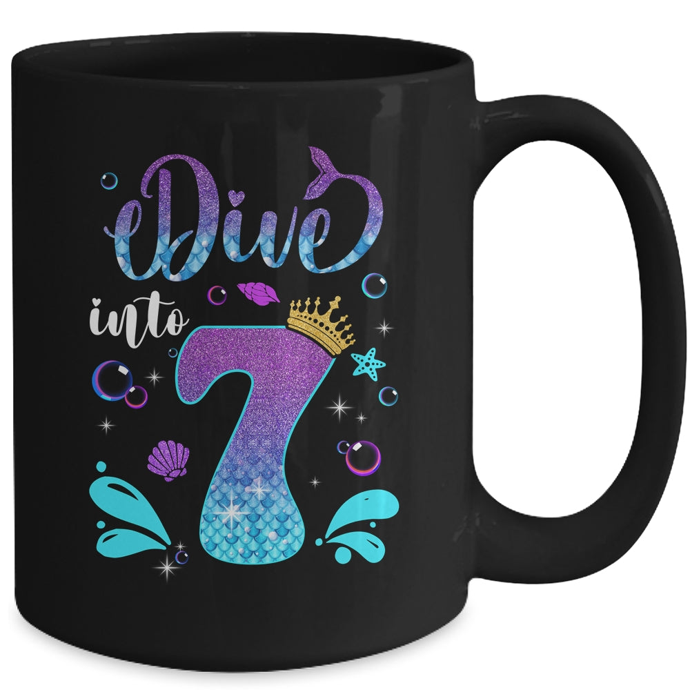 Dive Into 7 Birthday Decorations Girl 7th Birthday Mermaid Mug | teecentury