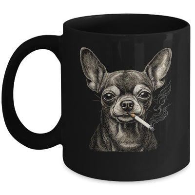 Dog Smoking Cigarette Funny Chihuahua Meme Vintage Dog Men Mug | teecentury