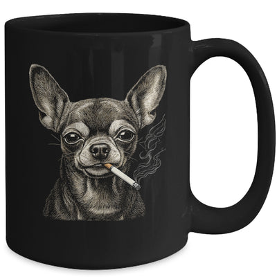 Dog Smoking Cigarette Funny Chihuahua Meme Vintage Dog Men Mug | teecentury