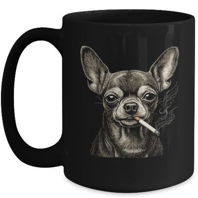 Dog Smoking Cigarette Funny Chihuahua Meme Vintage Dog Men Mug | teecentury