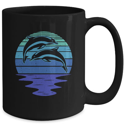 Dolphin Silhouette 70s Vintage Retro Sunset Dolphin Zookeep Mug | teecentury