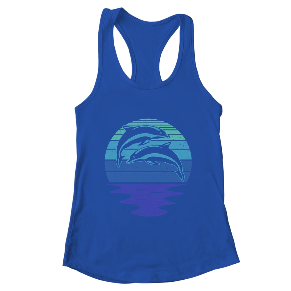 Dolphin Silhouette 70s Vintage Retro Sunset Dolphin Zookeep Shirt & Tank Top | teecentury