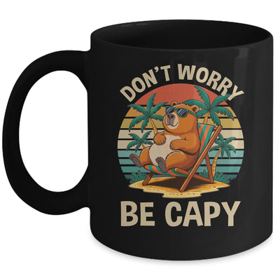Dont Worry Be Capy Funny Capybara Retro Boys Girls Kids Mug | teecentury