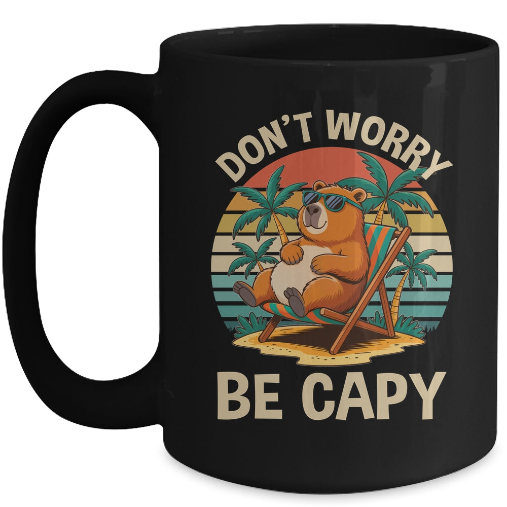 Dont Worry Be Capy Funny Capybara Retro Boys Girls Kids Mug | teecentury