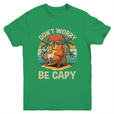 Dont Worry Be Capy Funny Capybara Retro Boys Girls Kids Youth Shirt | teecentury