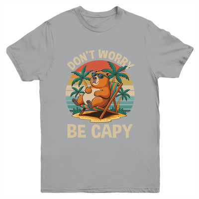 Dont Worry Be Capy Funny Capybara Retro Boys Girls Kids Youth Shirt | teecentury