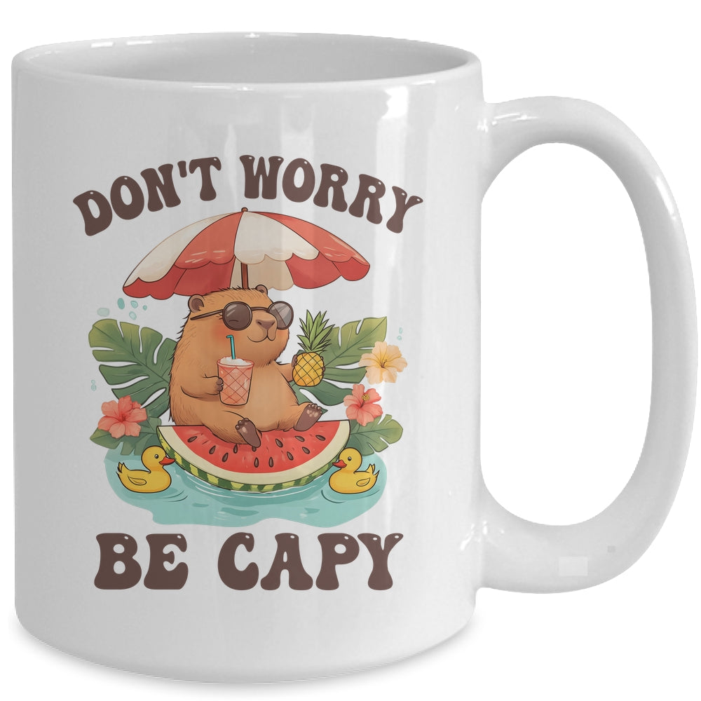 Dont Worry Be Capy Funny Capybara Youth Women Boys Kids Mug | teecentury