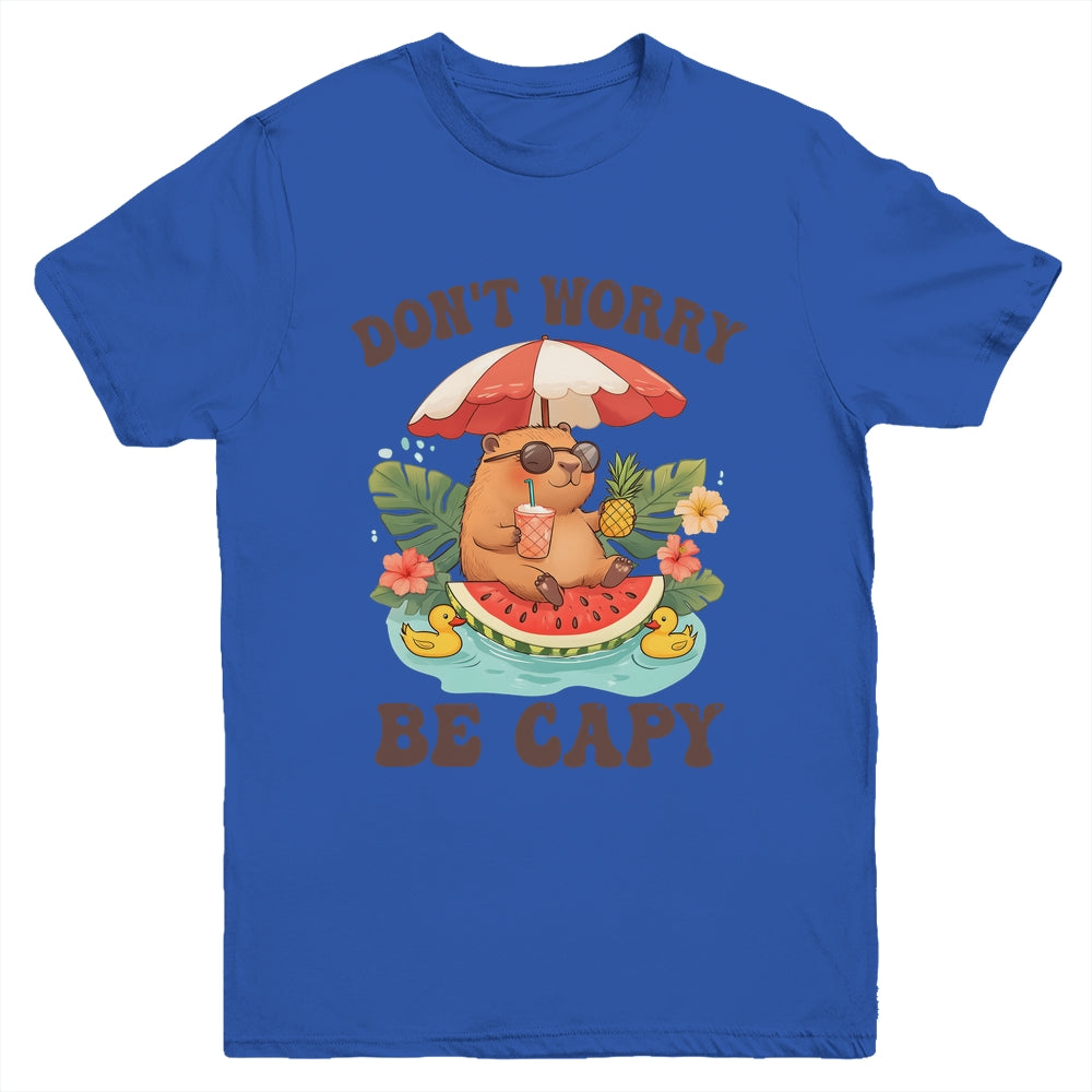 Dont Worry Be Capy Funny Capybara Youth Women Boys Kids Youth Shirt | teecentury