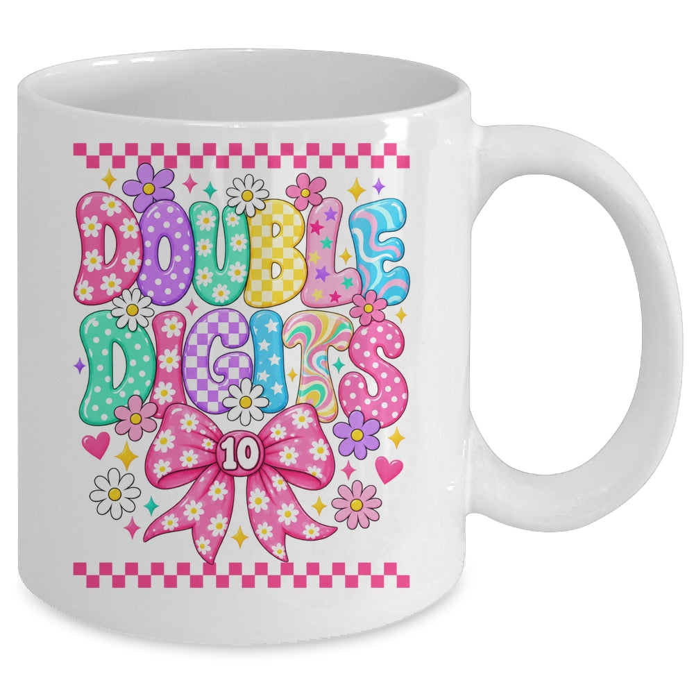 Double Digits It's My 10Th Birthday Girl Coquette Checkered Mug | teecentury
