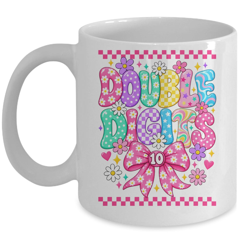 Double Digits It's My 10Th Birthday Girl Coquette Checkered Mug | teecentury
