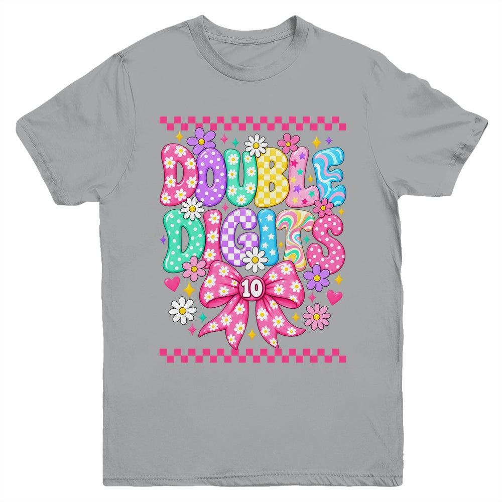Double Digits It's My 10Th Birthday Girl Coquette Checkered Youth Shirt | teecentury