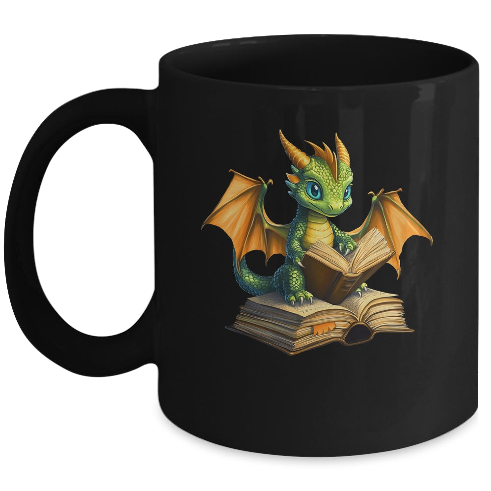 Dragon Bookworm Reading Book Funny Graphic Book Lover Mug | teecentury