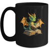 Dragon Bookworm Reading Book Funny Graphic Book Lover Mug | teecentury