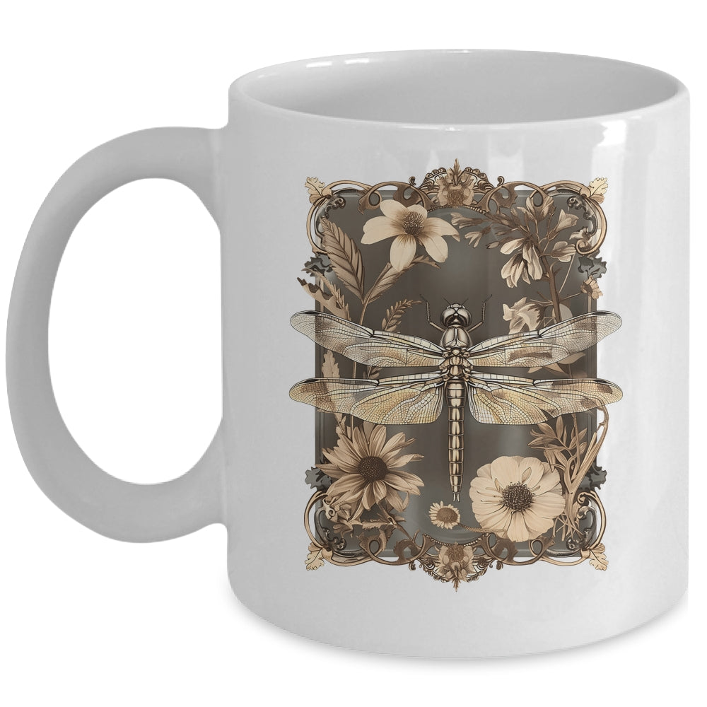 Dragonfly Floral Boho Wildflower Graphic Nature Garden Lover Mug | teecentury