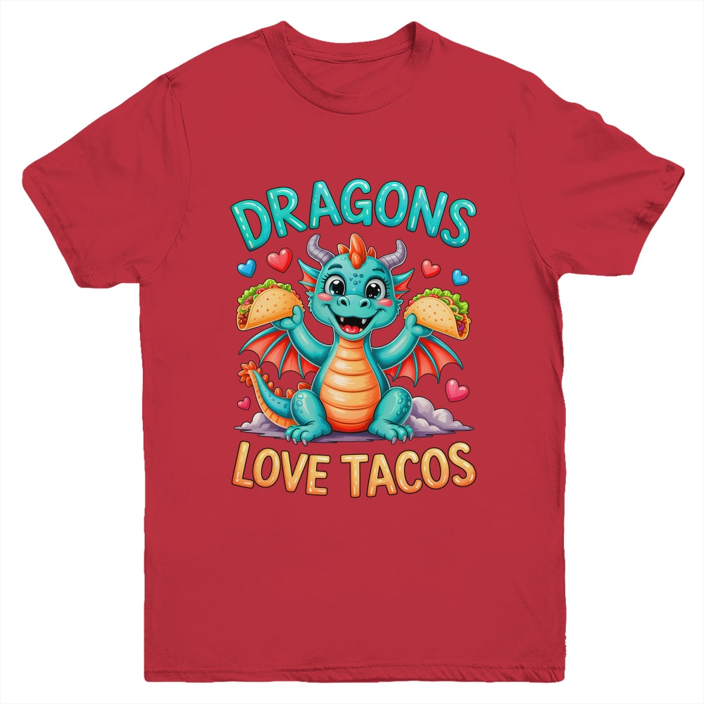 Dragons Love Tacos Costume Mexican Taco Dragon Kids Mexico Youth Shirt | teecentury