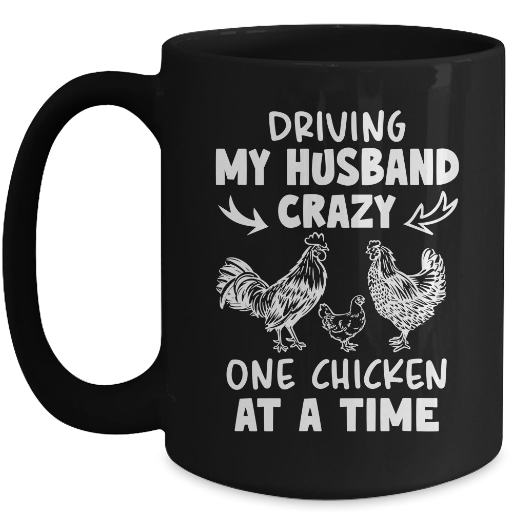Driving My Husband Crazy Chicken Lady Funny Chicken Mug | teecentury
