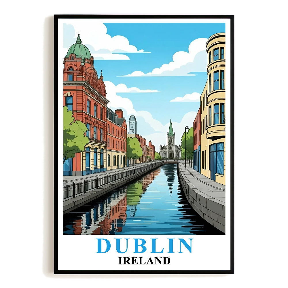 Dublin Ireland Poster Vintage Style Culture And Travel Street And River Wall Art Landscape Print Painting For Home Decor Living Room Office Bedroom Decor Unframed | teecentury