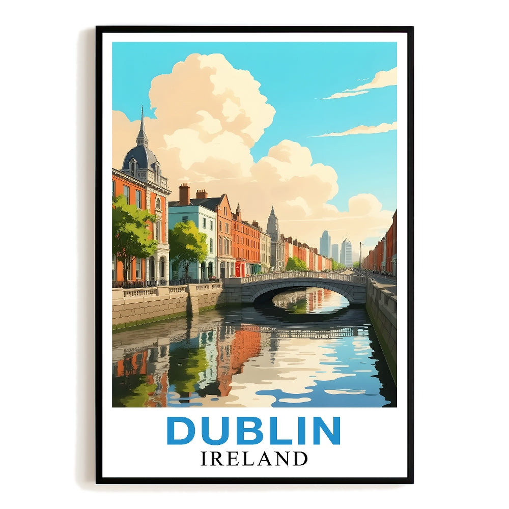 Dublin Ireland Vintage Travel Poster Skyline Irish Heritage Admirers Souvenir Wall Art Landscape Print Painting Ideal For Home Living Room Office Bedroom Decor Unframed | teecentury