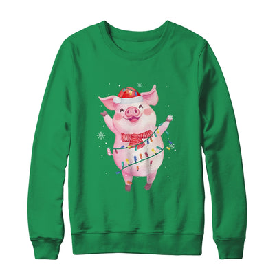 Santa Pig Christmas Lights Pig Lover Christmas Gift T-Shirt & Sweatshirt | Teecentury.com