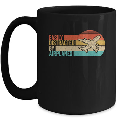Easily Distracted By Airplanes Funny Pilot Aviation Plane Mug | teecentury