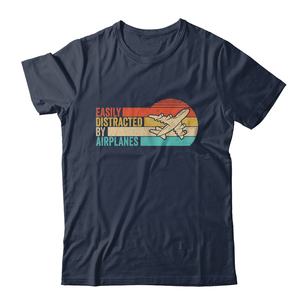 Easily Distracted By Airplanes Funny Pilot Aviation Plane Shirt & Hoodie | teecentury