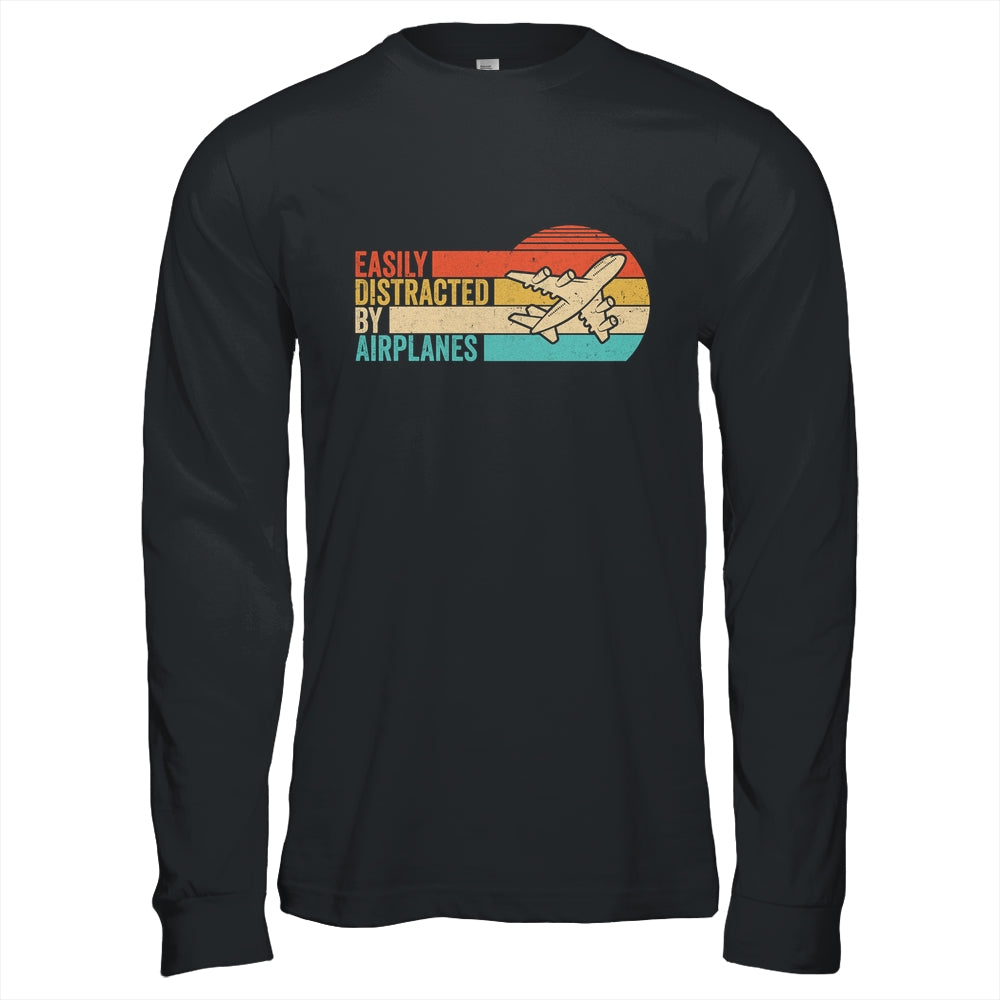 Easily Distracted By Airplanes Funny Pilot Aviation Plane Shirt & Hoodie | teecentury