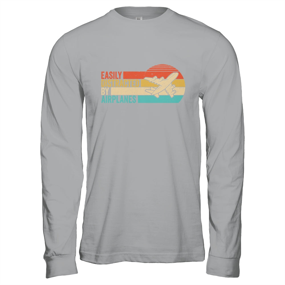 Easily Distracted By Airplanes Funny Pilot Aviation Plane Shirt & Hoodie | teecentury
