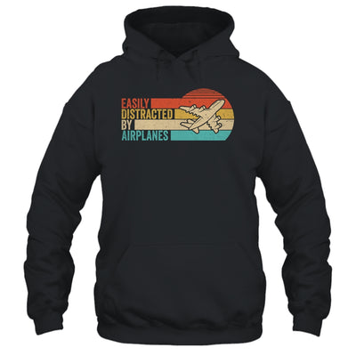 Easily Distracted By Airplanes Funny Pilot Aviation Plane Shirt & Hoodie | teecentury