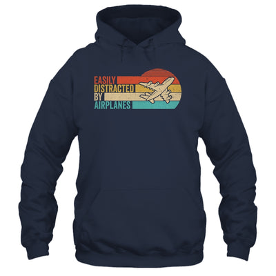 Easily Distracted By Airplanes Funny Pilot Aviation Plane Shirt & Hoodie | teecentury