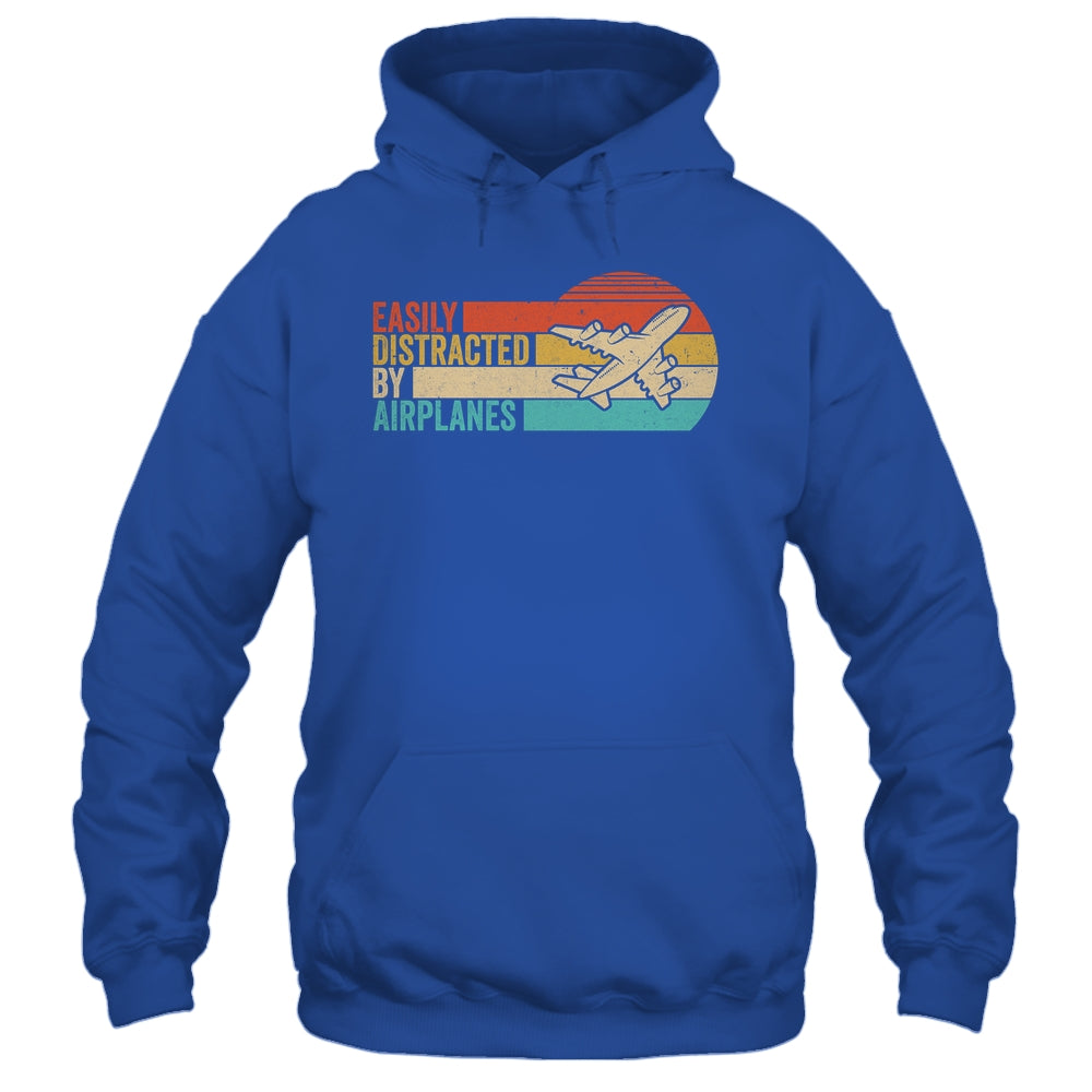 Easily Distracted By Airplanes Funny Pilot Aviation Plane Shirt & Hoodie | teecentury