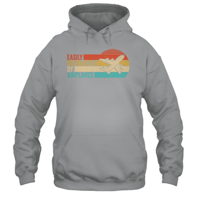 Easily Distracted By Airplanes Funny Pilot Aviation Plane Shirt & Hoodie | teecentury