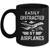 Easily Distracted By Airplanes Pilot Design For Men Funny Mug | teecentury