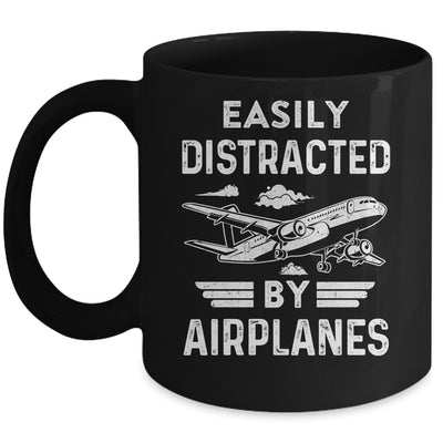 Easily Distracted By Airplanes Pilot Design For Men Funny Mug | teecentury