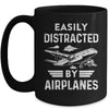Easily Distracted By Airplanes Pilot Design For Men Funny Mug | teecentury