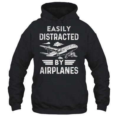 Easily Distracted By Airplanes Pilot Design For Men Funny Shirt & Hoodie | teecentury