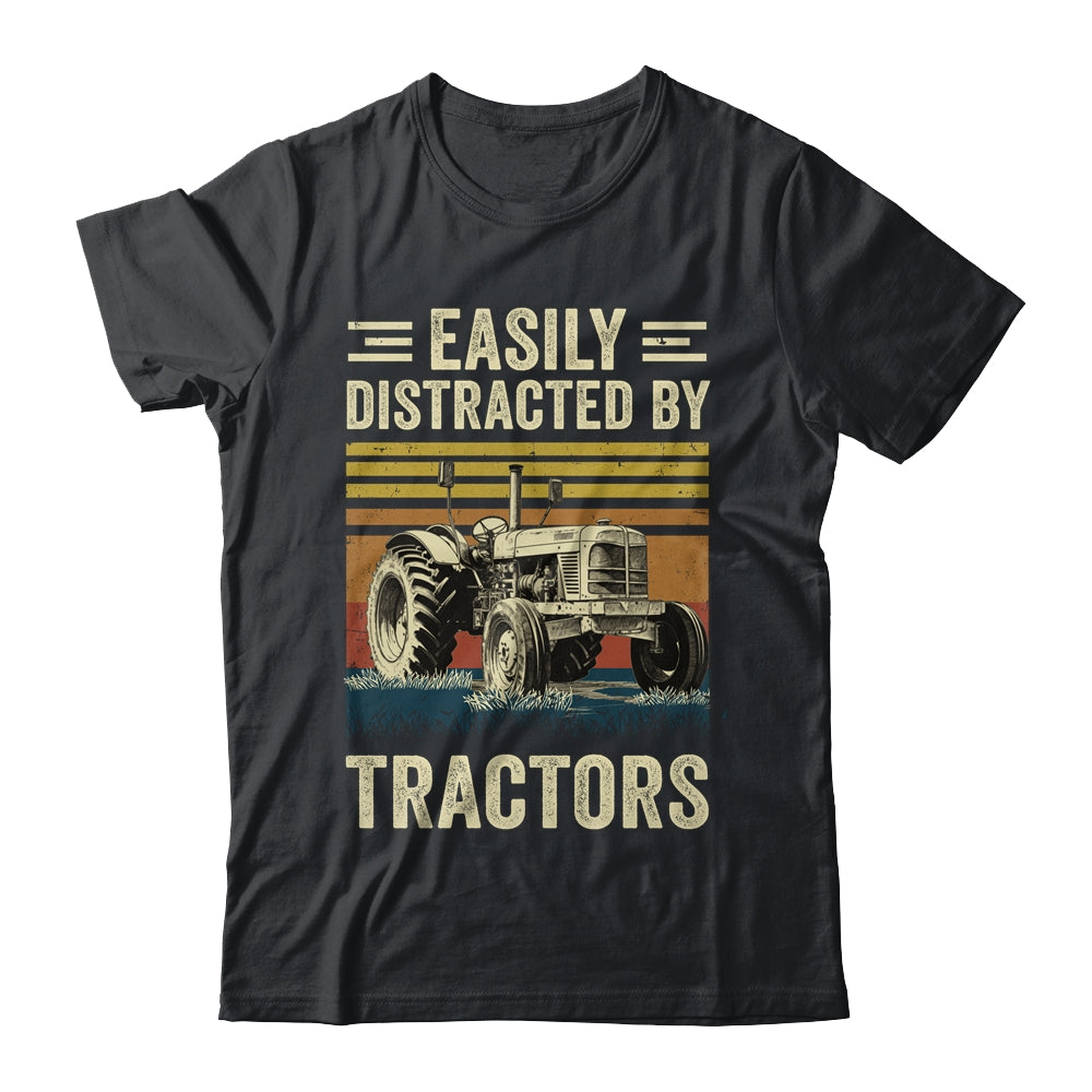 Easily Distracted By Tractor Art Men Farming Farmer Truck Shirt & Hoodie | teecentury