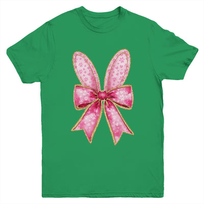 Easter Bunny Coquette Bow Day Happy Easter Girls Jesus Youth Shirt | teecentury