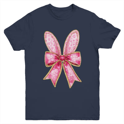 Easter Bunny Coquette Bow Day Happy Easter Girls Jesus Youth Shirt | teecentury