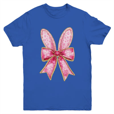 Easter Bunny Coquette Bow Day Happy Easter Girls Jesus Youth Shirt | teecentury