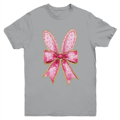Easter Bunny Coquette Bow Day Happy Easter Girls Jesus Youth Shirt | teecentury