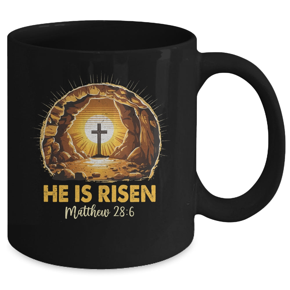 Easter He Is Risen Cross Matthew Jesus Christian Men Women Mug | teecentury