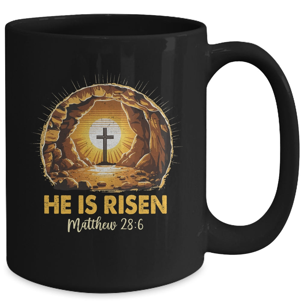 Easter He Is Risen Cross Matthew Jesus Christian Men Women Mug | teecentury