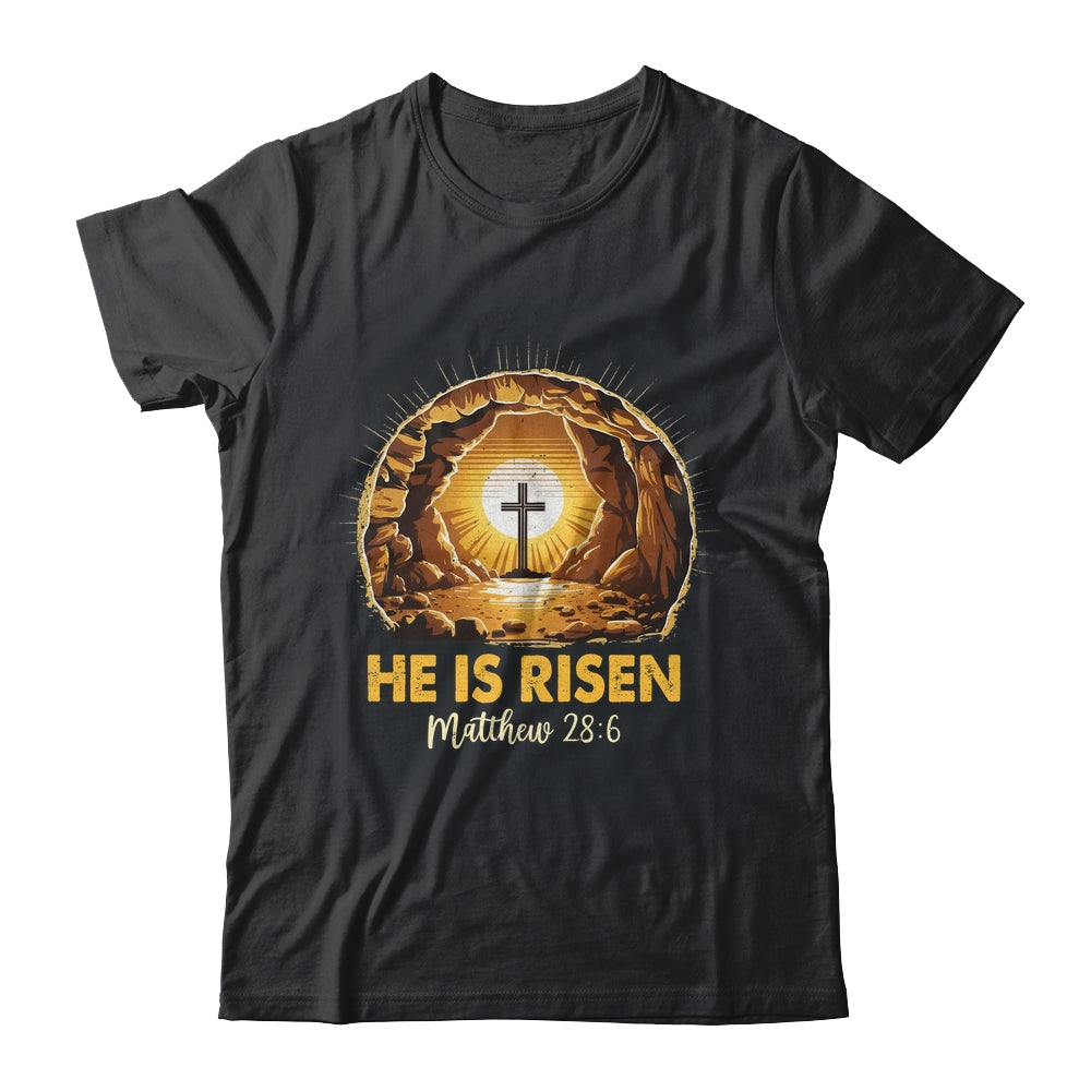 Easter He Is Risen Cross Matthew Jesus Christian Men Women Shirt & Hoodie | teecentury