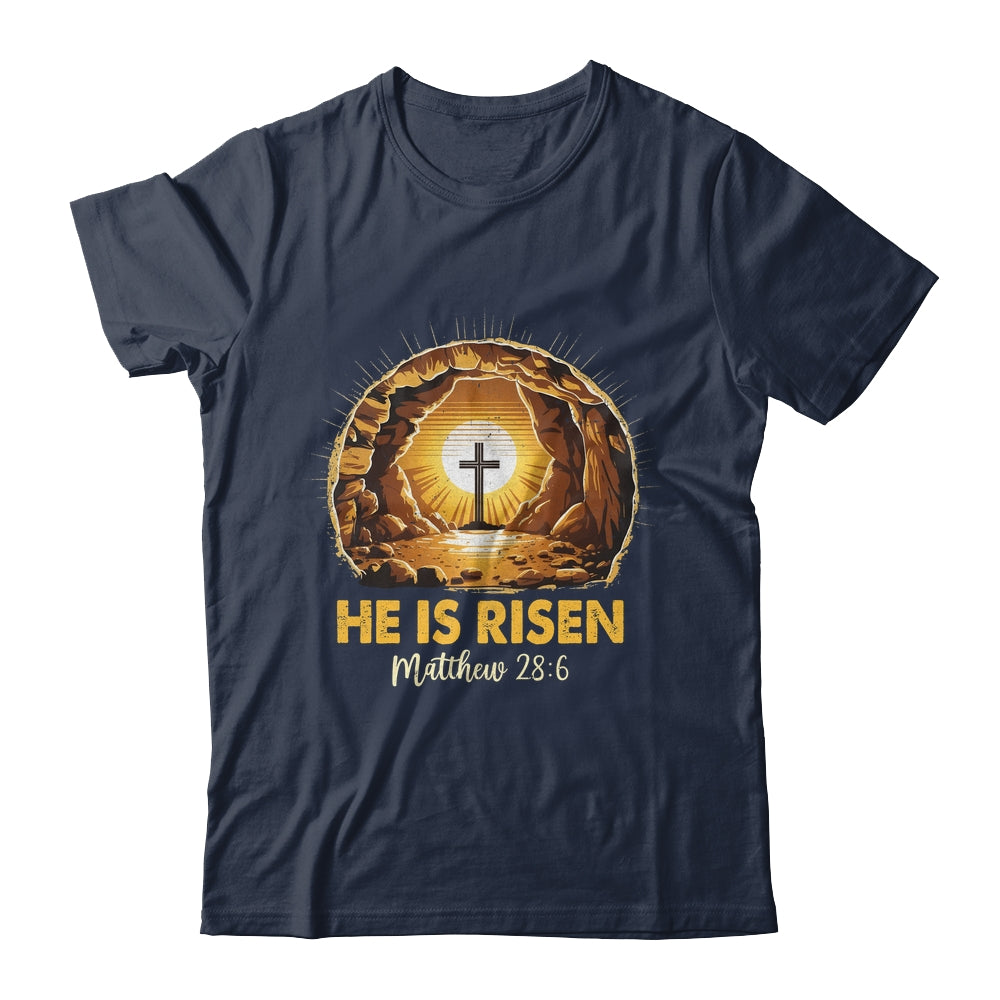 Easter He Is Risen Cross Matthew Jesus Christian Men Women Shirt & Hoodie | teecentury