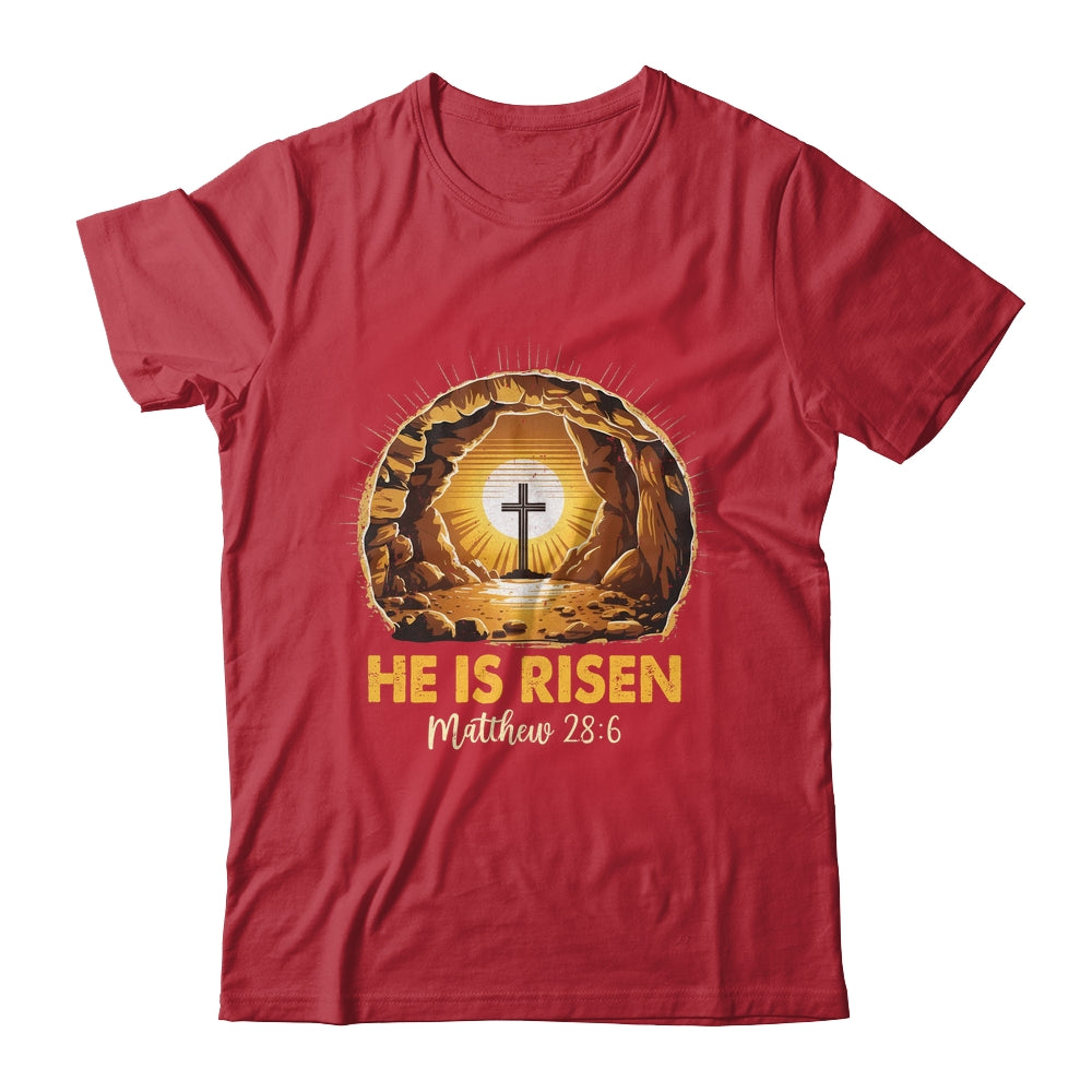 Easter He Is Risen Cross Matthew Jesus Christian Men Women Shirt & Hoodie | teecentury