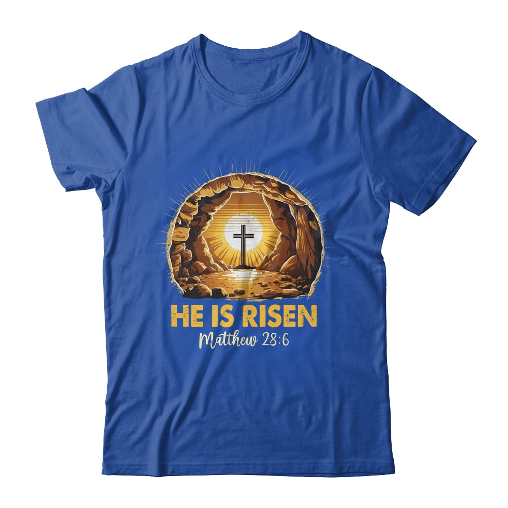 Easter He Is Risen Cross Matthew Jesus Christian Men Women Shirt & Hoodie | teecentury