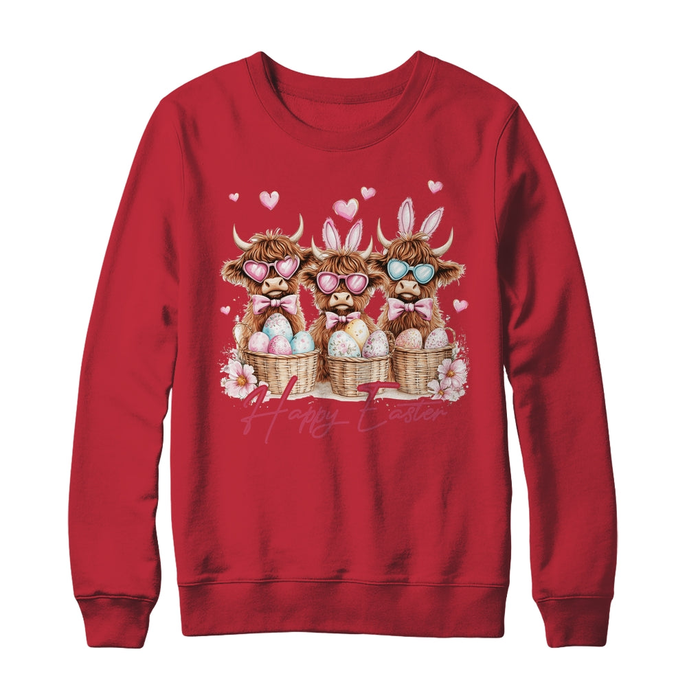 Easter Highland Cow Cute Cow Easter Retro Happy Easter Shirt & Sweatshirt | teecentury
