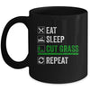Eat Sleep Cut Grass Landscaping Funny Lawn Mowing Lawn Mower Mug | teecentury